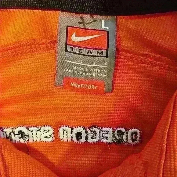 Mens Nike Drifit Oregon State University OSU Beavers Orange Polo Large - Picture 3 of 4